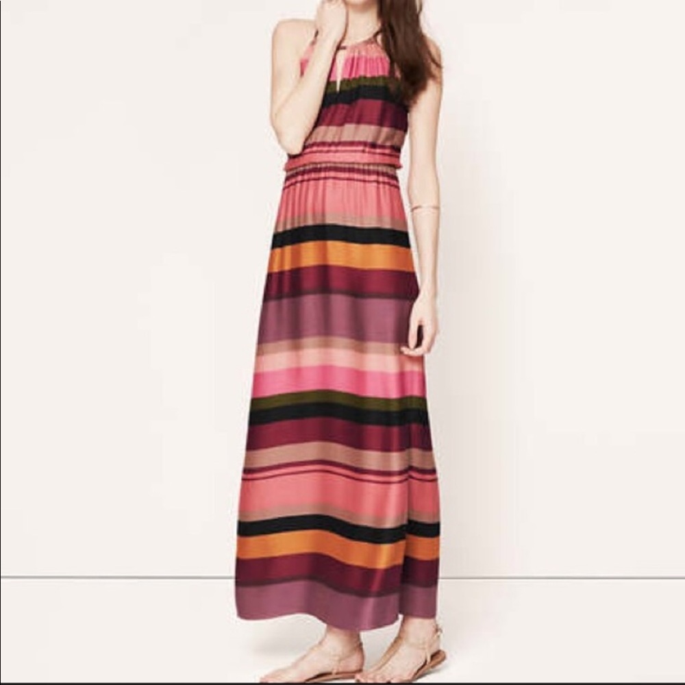 LOFT Halter Striped Maxi Dress